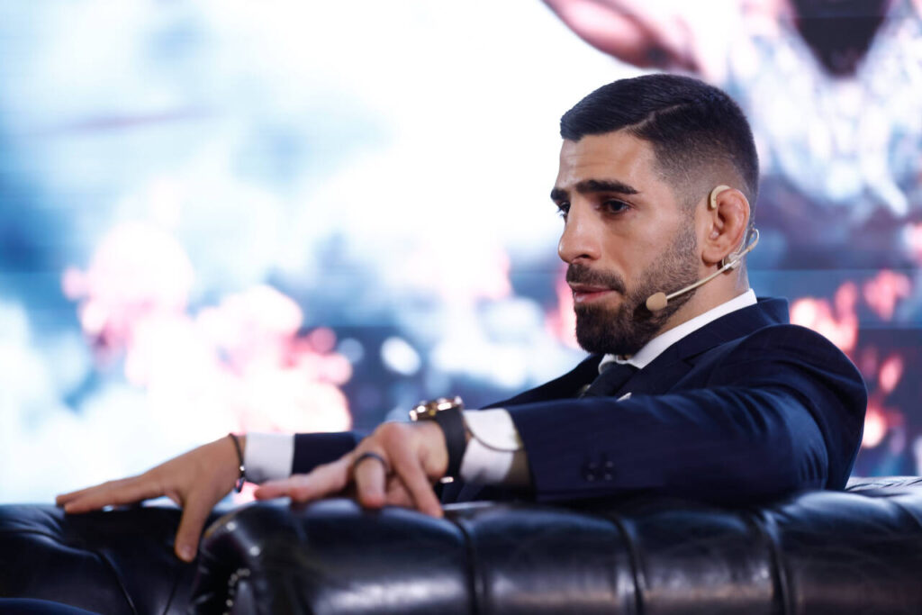 January 25, 2024, Madrid, Madrid, SPAIN: Ilia Topuria attends his press conference, PK, Pressekonferenz during the Media Day before his fight for the UFC World Featherweight title in the United States on January 25, 2024 in Madrid, Spain. Madrid SPAIN - ZUMAa181 20240125_zaa_a181_010 