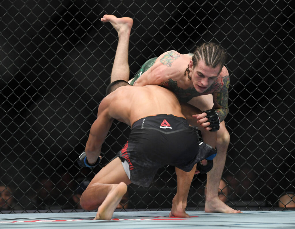 MMA: UFC 222-O Malley vs Soukhamthath, Mar 3, 2018; Las Vegas, NV, USA; Andre Soukhamthath moves in against Sean O Malley during UFC 222 at T-Mobile Arena. Mandatory Credit: Stephen R. Sylvanie-USA TODAY Sports, 03.03.2018 20:43:16, 10676275, T-Mobile Arena, MMA PUBLICATIONxINxGERxSUIxAUTxONLY 10676275