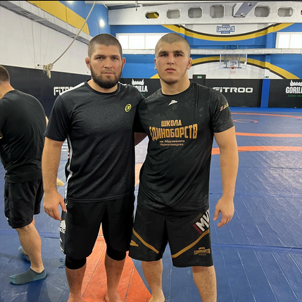 Khabib Nurmagomedov and Magomedrasul Mutaev in an undated picture from Mutaev's Instagram account.